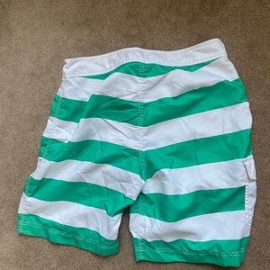 American Eagle Men's Size Large Green & White Striped Surf Beach Trunks AE